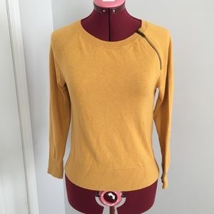 Mustard Pullover with Zipper Detail